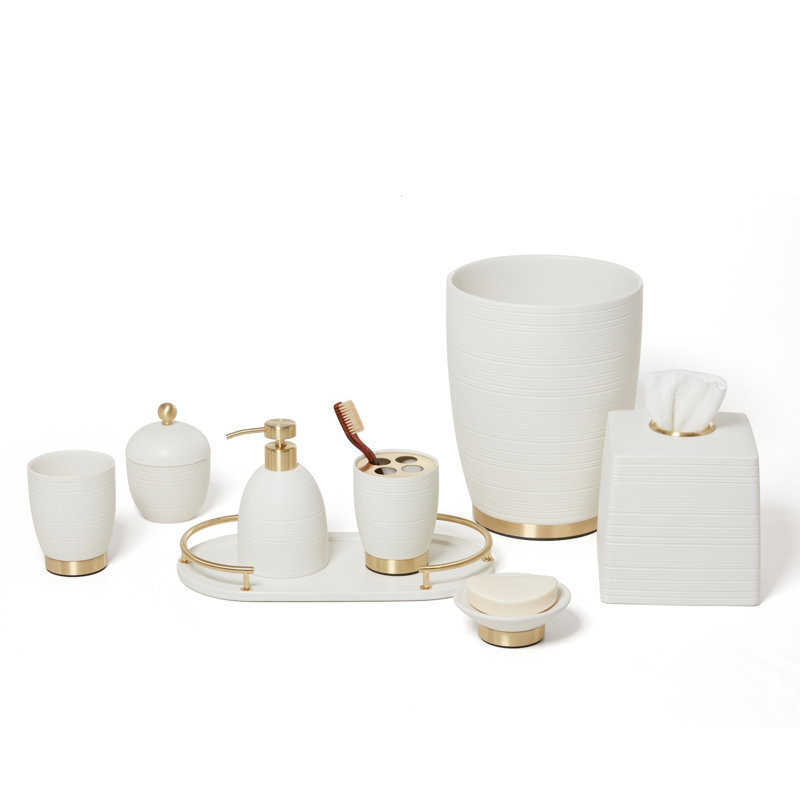 Dubai 8 pcs Bath Set, Brass Trim