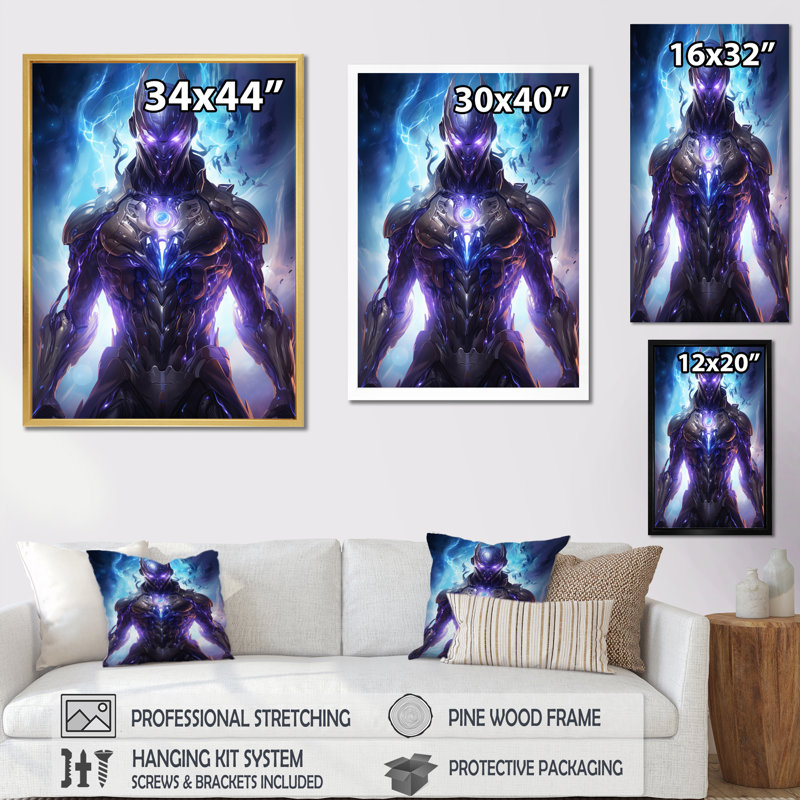 Villian Robot I, Gold Floater Framed, 20" H x 12" W x 1" D