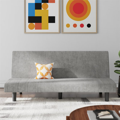 Shadana Corduroy 67.5" Armless Mid-Century Futon Sofa Bed