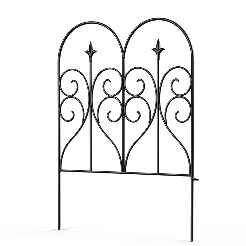 Animal Barrier Fence 10ft L x 24in W x 32in H Black Metal No-Dig Stake-In Garden Border for Dogs 5(-Pack)
