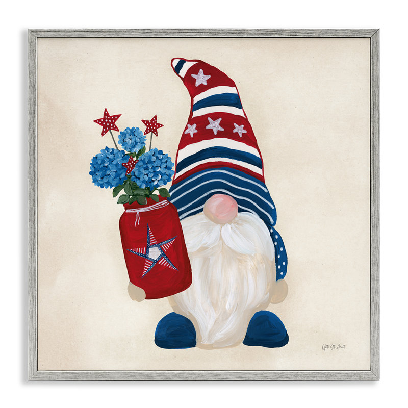  Gnome américain avec fleurs, art giclée par Yvette St. Amant, H 12 po x l 12 po, Estampe numérique Farmhouse