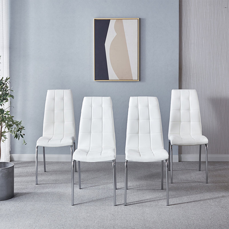 Chaise d'appoint rembourrée en cuir Burcker, Blanc
