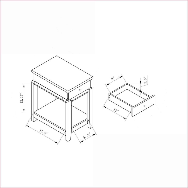 Table basse en chêne blanc avec tiroir & amp; Tablette - Rangement peu encombrant pour le salon