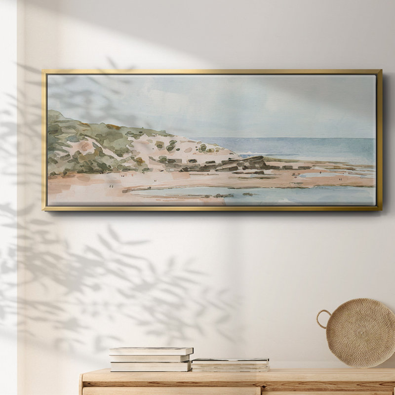 Neatural Seaside I- Framed Canvas, 12" H x 30" W