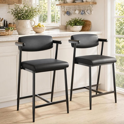 Tabourets de bar avec accoudoirs, dossier ergonomique et repose-pieds, chaises de bar rembourrées modernes