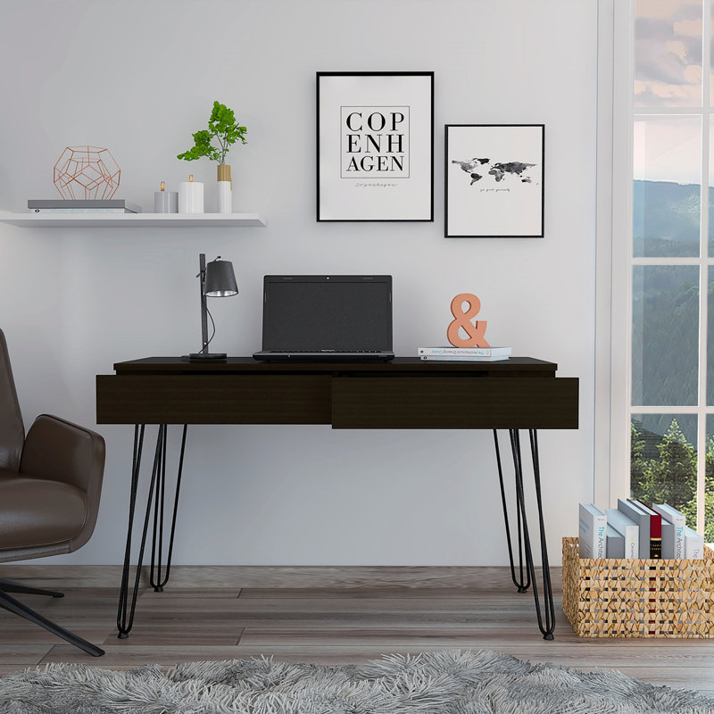 Bureau d'ordinateur à 2 tiroirs avec pieds en épingle à cheveux Mumbai