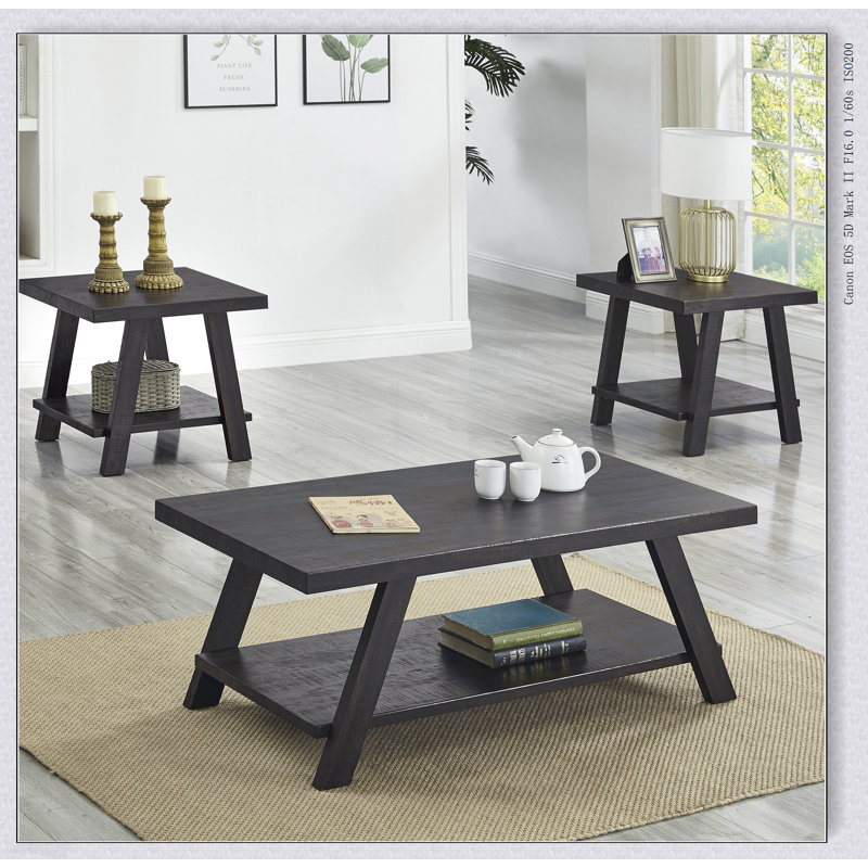 Table basse ronde avec plateau et tablette en bois manufacturé, durable et écologique pour les salons modernes