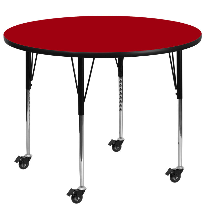 Table ronde mobile en stratifié Goddard, Rouge, L 42 po x P 42 po x H 22,25 po à 30,37 po