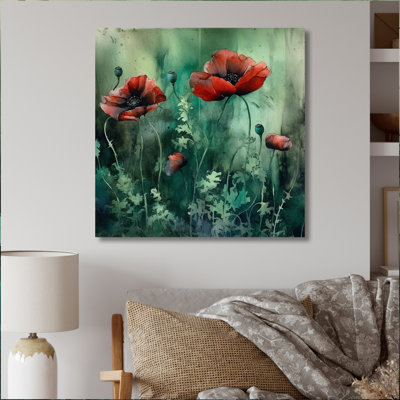 Emerald Vibrant Poppies II