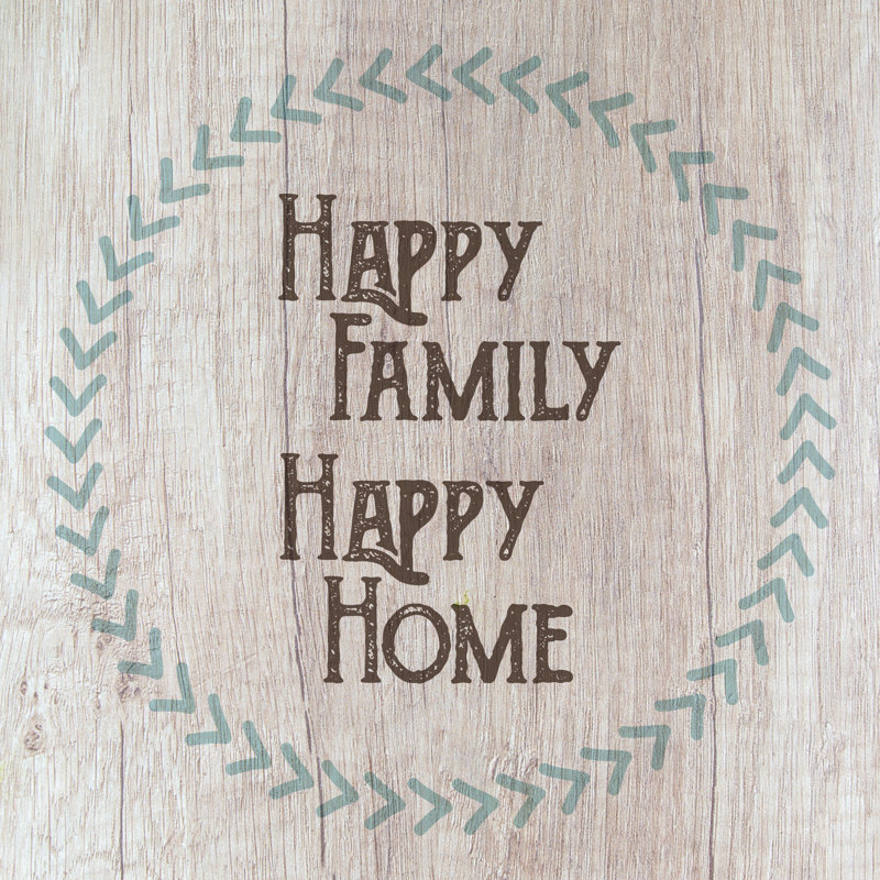 Happy Family Home Light Wood - Wrapped Canvas Print, 51cm H x 51cm W x 3.8cm D