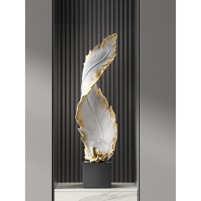 Luxury-Lite Feather Resin Decorative Sculptures, White