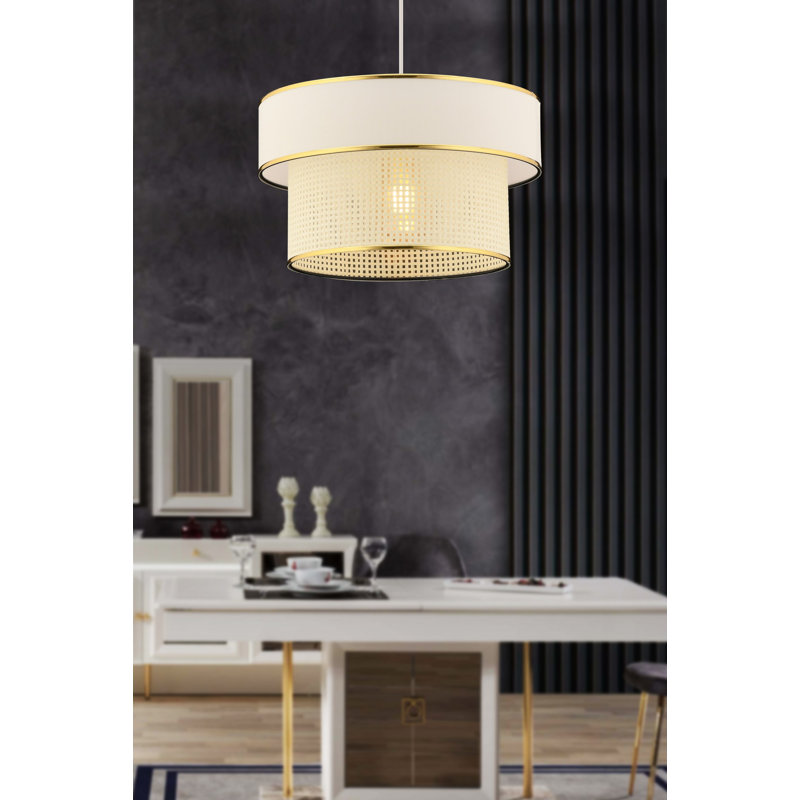 Elegant Metal Chandelier, White Finish, 25.6 x 25.6 x 7.9 inches | CE Certified, E27 Socket (Max 60W), Durable Cotton Cap | Stylish Lighting Fixture for Dining Room, Living Room & Foyer, Modern Design