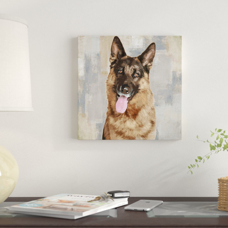 «German Shepherd», impression sur toile, H 12 po x l 12 po x P 0,75 po, Pas de tapis, Toile tendue