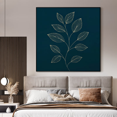 Très grand art mural imprimé sur toile - feuilles, art botanique moderne, décoration pour le salon ou la chambre à coucher - «Assemblage requis du cadre (cadre non fini)»