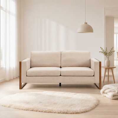 Canapé moderne à 3 places avec pieds en bois massif pour le salon, la chambre à coucher, les bureaux d'appartements, offrant confort et durabilité