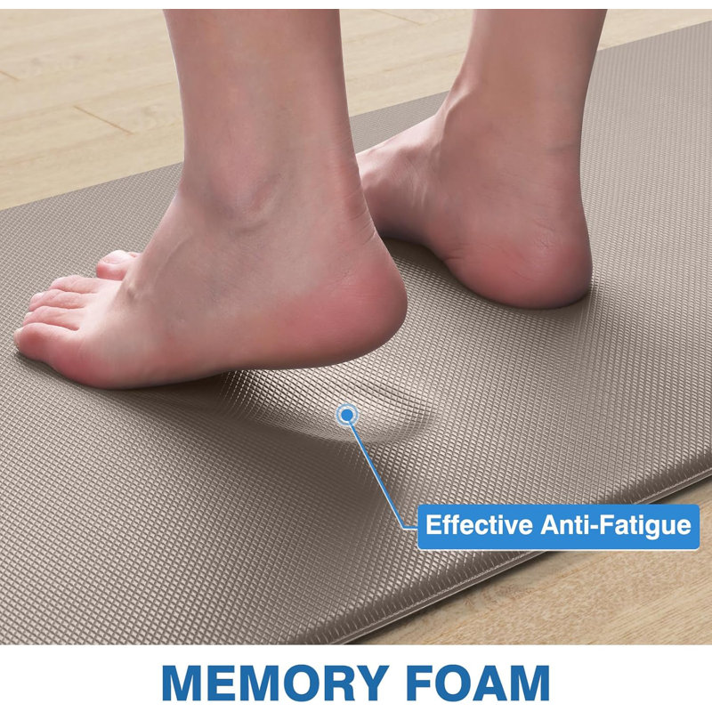 Ensemble de 2 tapis de cuisine kaki - Tapis anti-fatigue