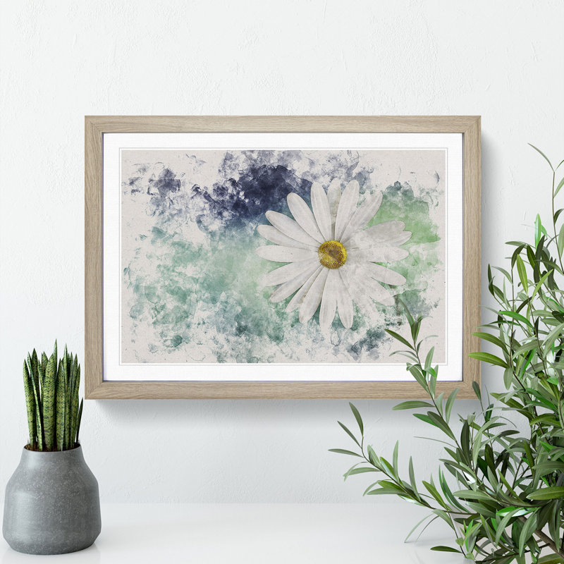 White Daisy Vol.2 - Picture Frame Graphic Art, 65cm H x 90cm W x 2cm D, Oak Framed