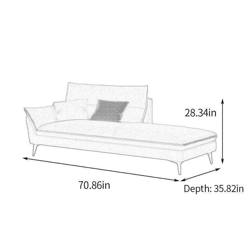 Chaise longue d'intérieur moderne avec pieds en métal rembourrés, Accoudoir à gauche (vu de face), Gris/vert