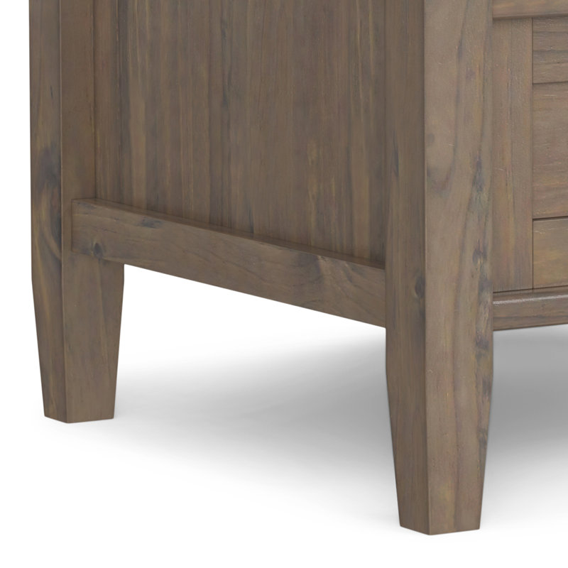 Smoky Brown Solid Wood End Table with Storage Drawer