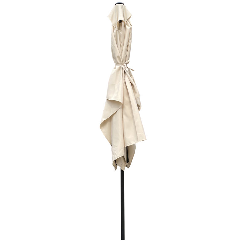 Parasol extérieur imperméable 6 x 9 pi avec manivelle et bouton poussoir inclinable sans rabat pour jardin, Tanné