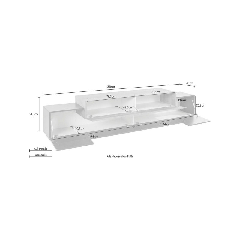 Beudan 240cm Sideboard, Anthracite