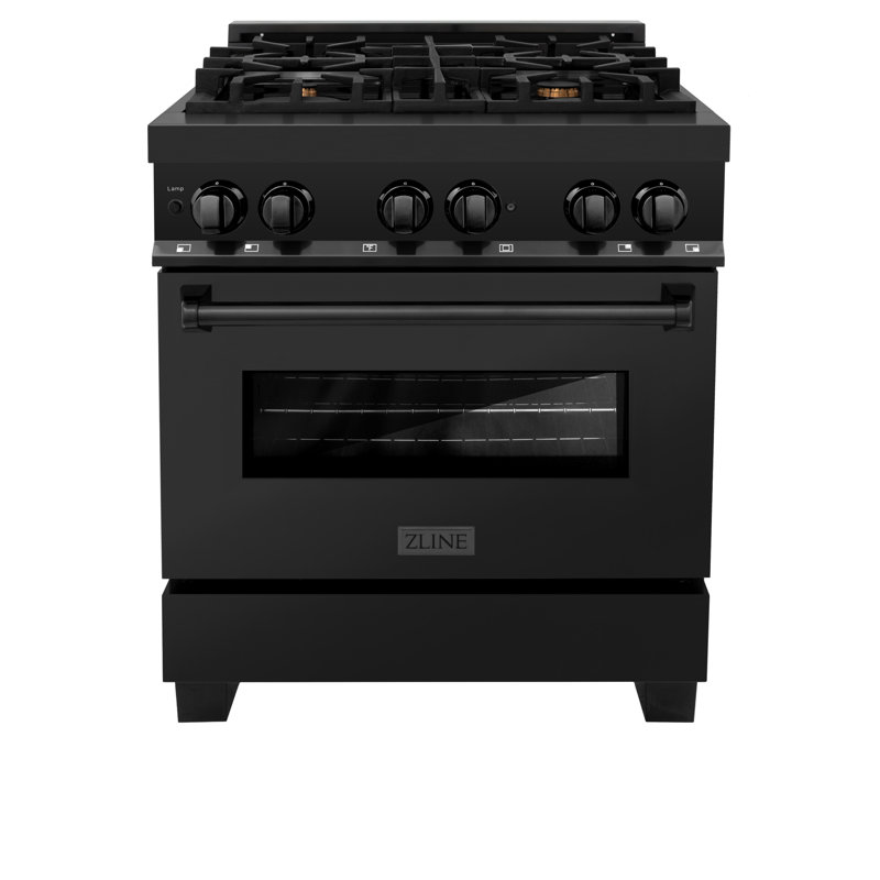 ZLINE 30" Legacy Dual Fuel Range w/ 4 Brass Burners & Oven in Black Stainless Steel