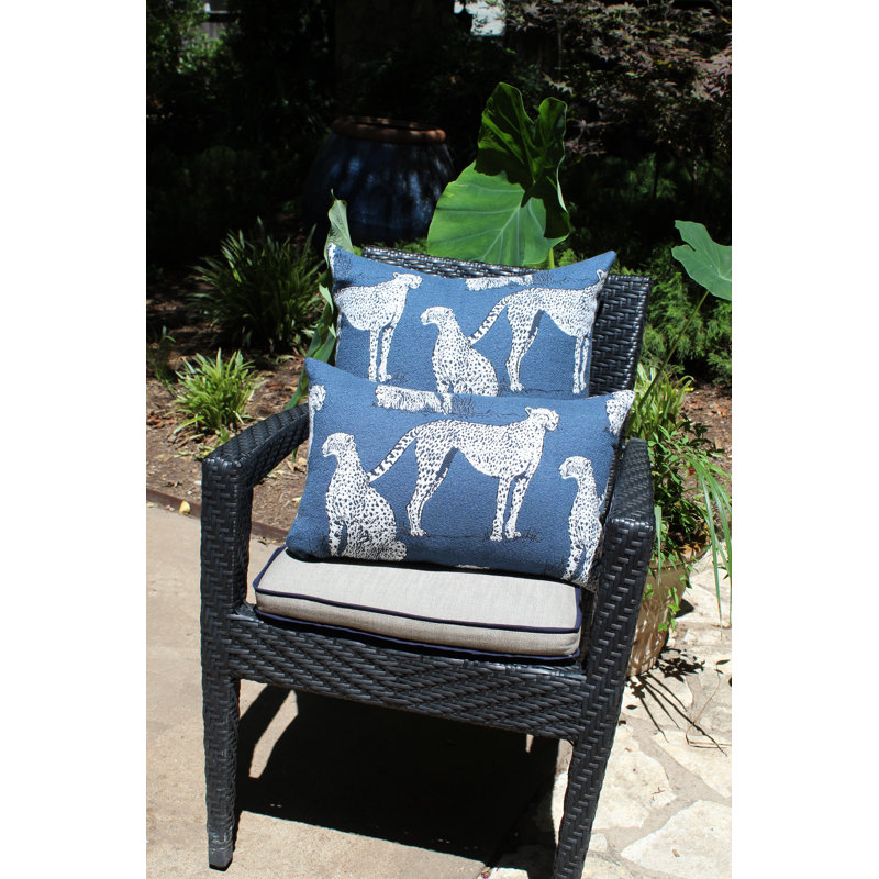 Savannah Animal Print Square Indoor / Outdoor Pillow Cover & Insert, Indigo