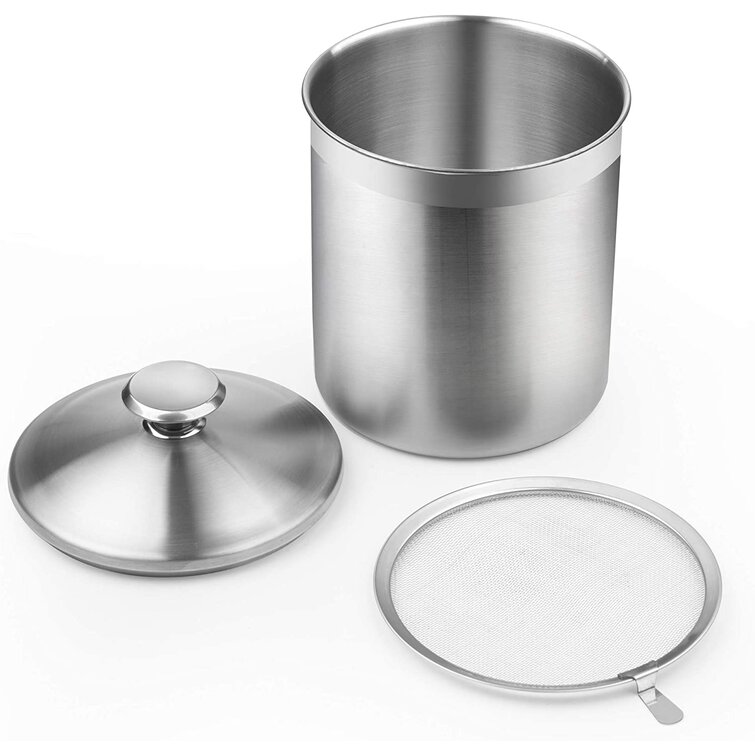 Oggi 4 qt. Stainless Steel Jumbo Grease Can with Strainer and Cover 