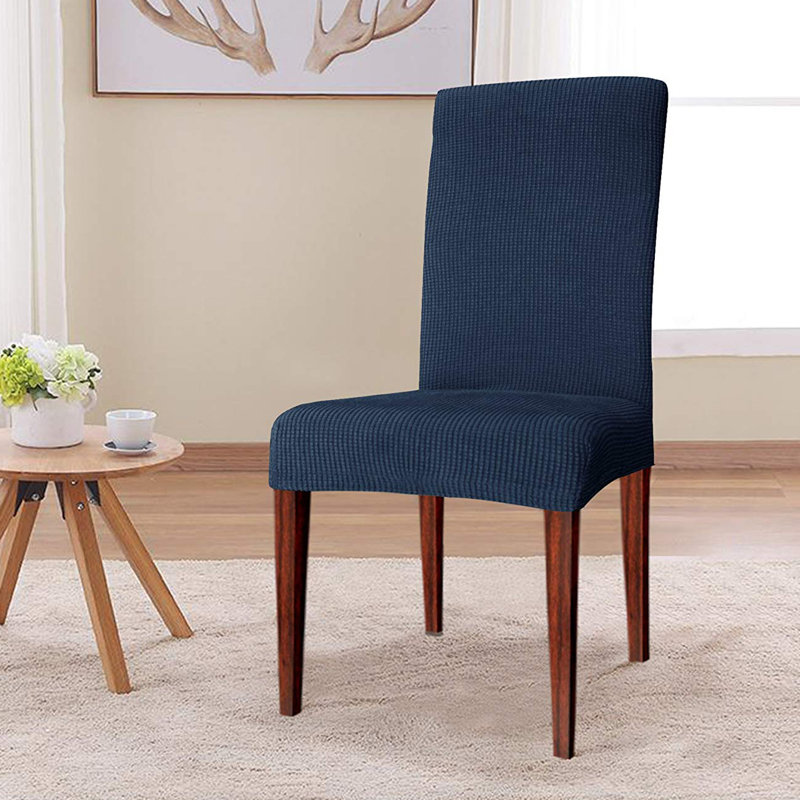 Housse pour chaise de salle à manger à coussin d'assise carré en tricot élégant, Bleu