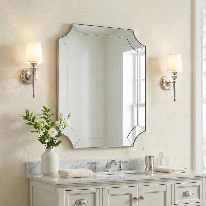 Miroir de salle de bain Minuette Cadre en acier inoxydable, 32 po x 24 po, Nickel brossé
