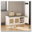 Banc de rangement pour chaussures avec portes en rotin tissé, banc de chaussures avec coussin-121086825
