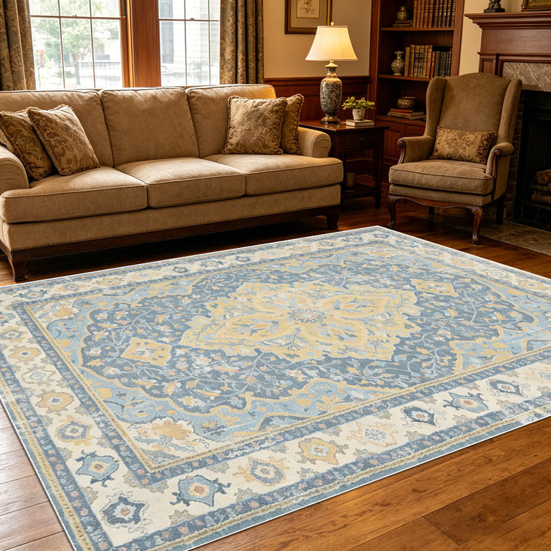 1PC Vintage Persian Distressed Floral Medallion area rugs for Living Room, Soft and Comfortable, Suitable for all seasons, easy-to-maintain, machine washable Indoor floor mat, Under Table Farmhouse suitable for dining table, bedroom, entryway,