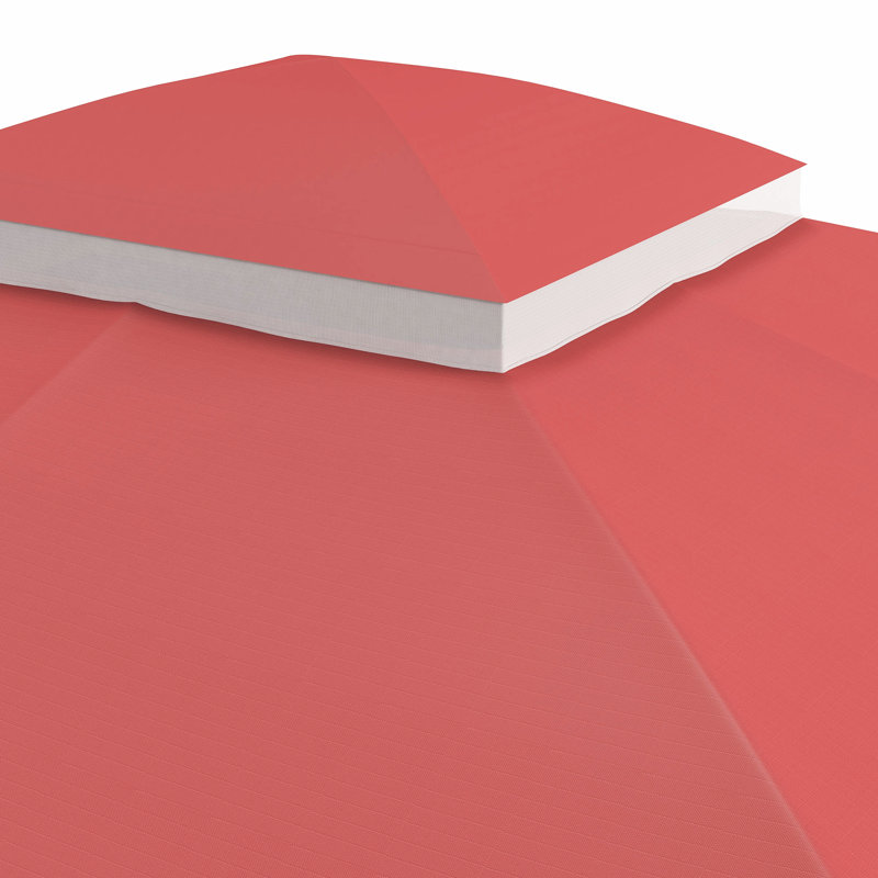 Wine Red Gazebo Replacement Canopy, 10' X 12', 2 Roof With Drainage Holes And Ventilation Gap Canopy Fast Airflow