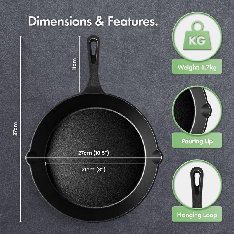 10" Cast Iron Skillet Frying Pan