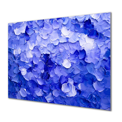 Garden of Aqua Violets Flowers I - Décoration murale florale en métal, imprimé métallique violettes