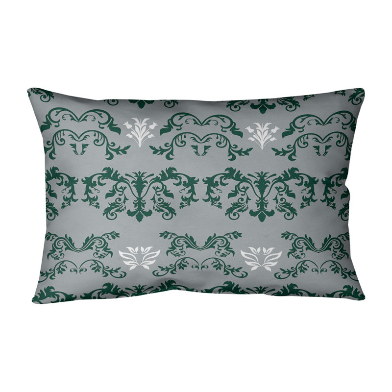 Housse de coussin Football Baroque, Polyester sergé, Vert chasseur / gris / blanc