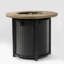 Foyer de table au gaz propane 30 po, foyer rond en acier de 50 000 BTU avec finition imitation grain de bois pour la terrasse extérieure du jardin - Noir