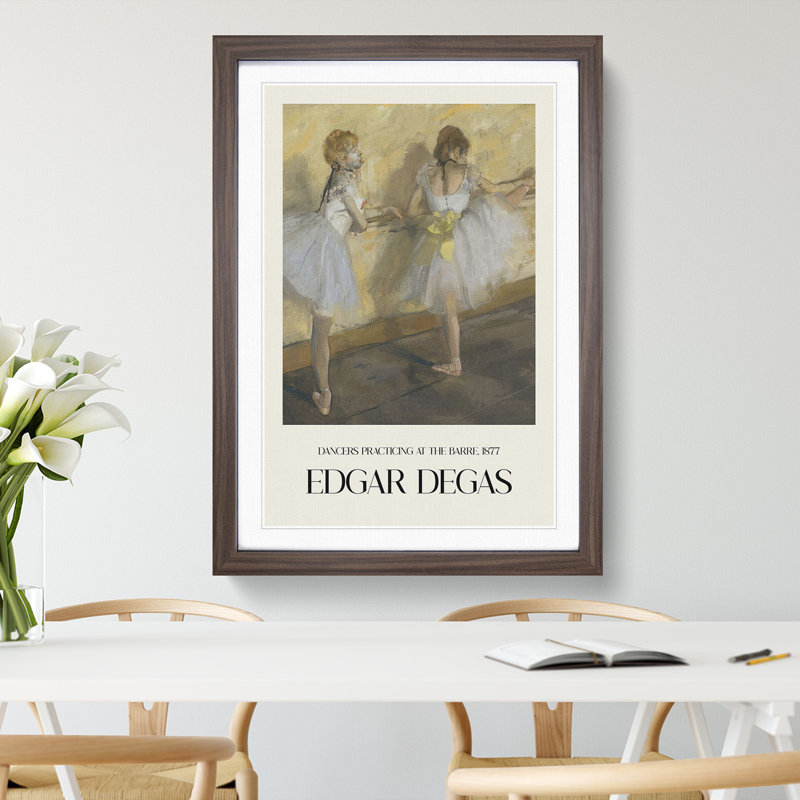 Ballet Ballerina Dancers Practicing At The Bar by Edgar Degas - Single Picture Frame Print on MDF, 36cm H x 27cm W x 2cm D