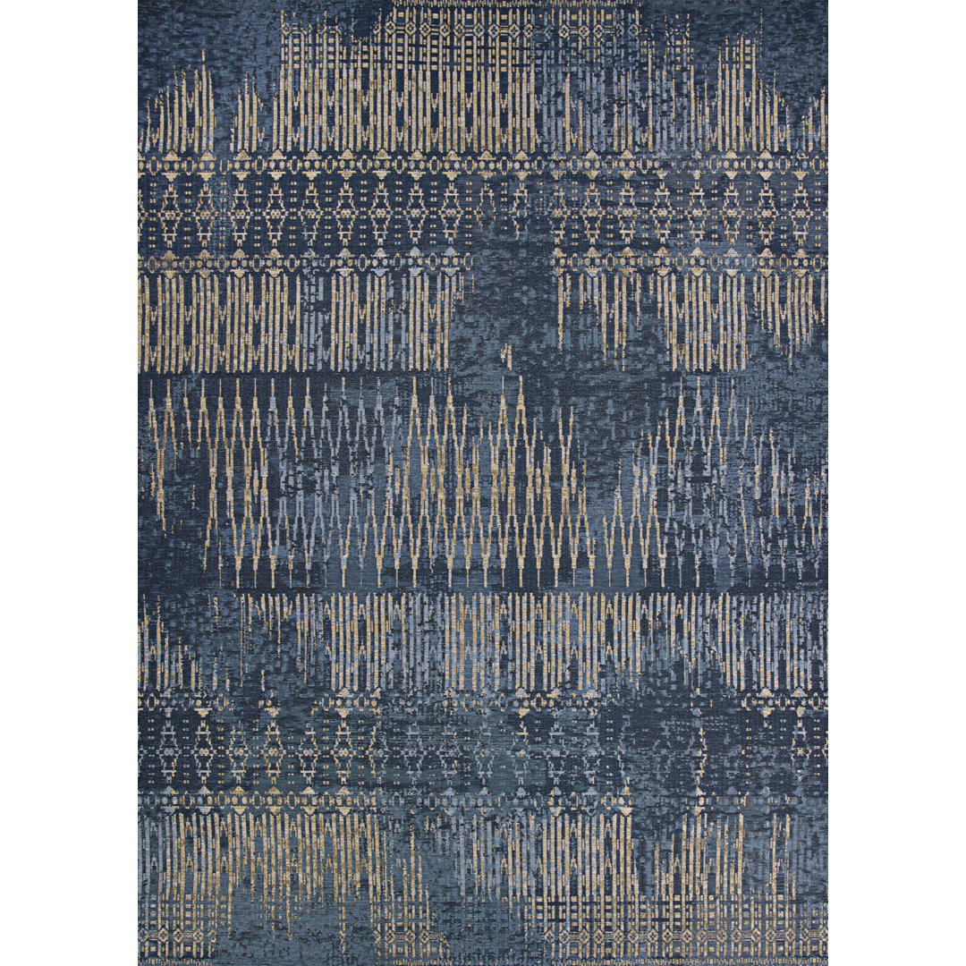 Hause Abstract Indigo Blue Indoor Outdoor Area Rug Langley Street® Rug 