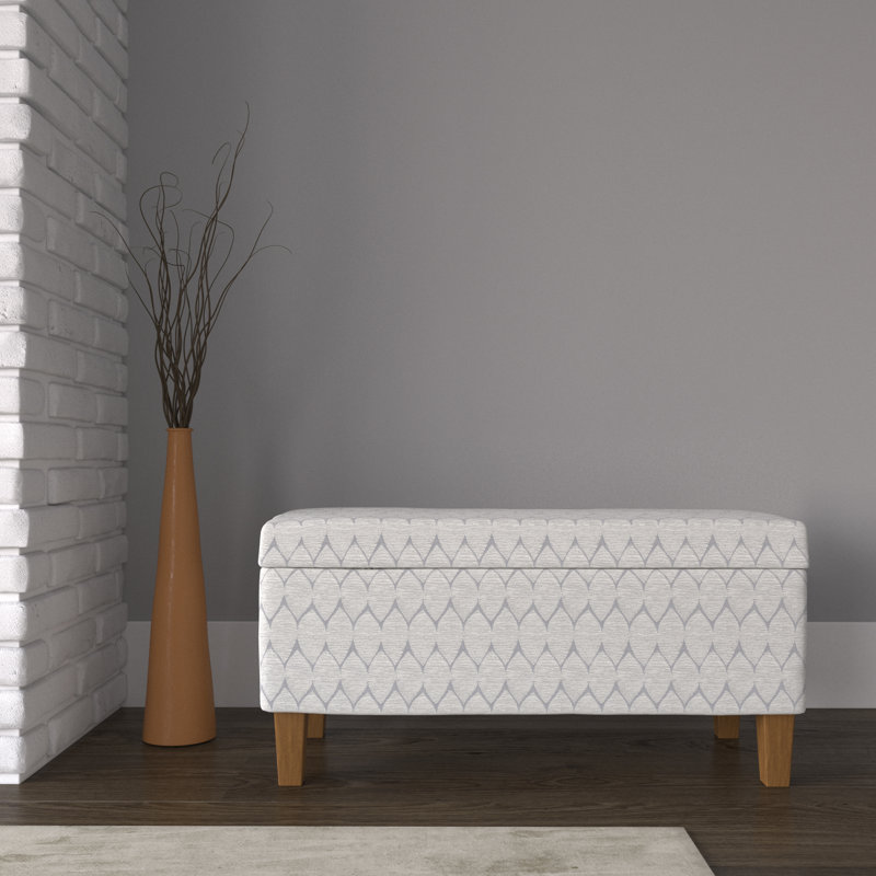 Banc de rangement en tissu texturé Genoveva, Abstrait gris, Brun