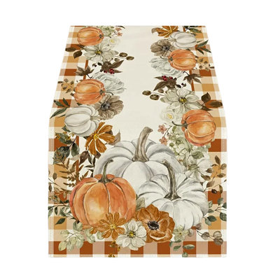 13x72 Inch Fall Table Runner Thanksgiving Harvests Table Runner Autumns Pumpkin Maple Leaf Runners For Home Kitchen Dining Party Decoration