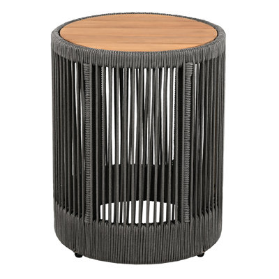 Wood And Rope Side Table - 18.55-inch High, 15-inch Depth, Versatile For Entryway Accent & Surface, Perfect Bedside Nightstand