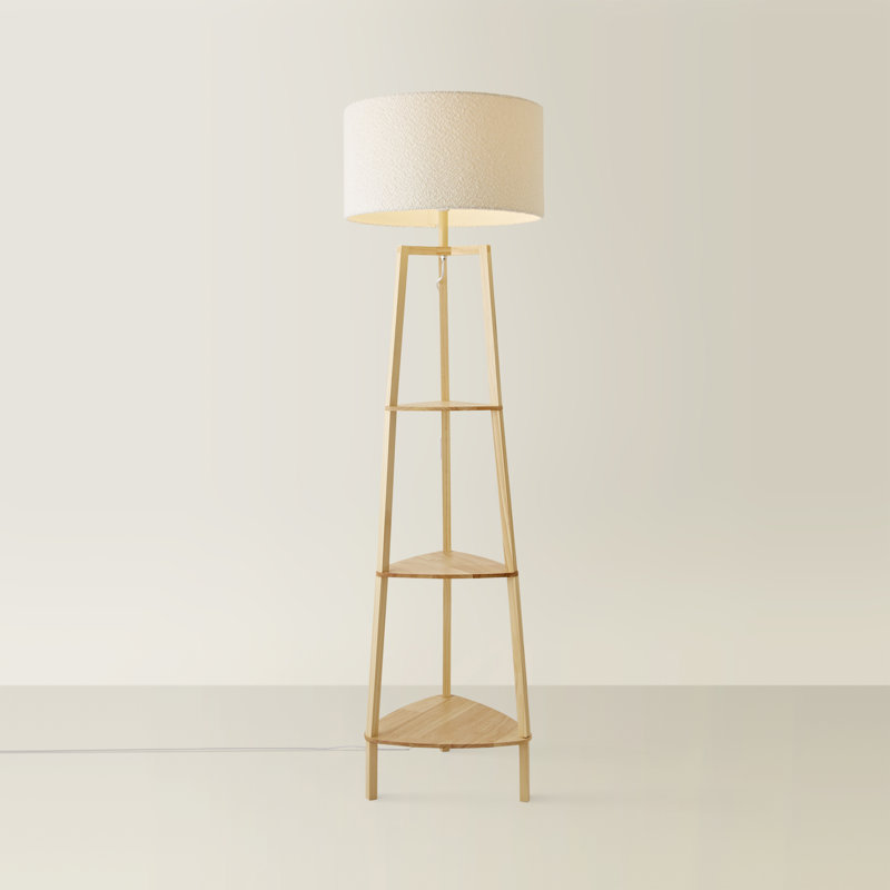 Amandip 137.5cm Tray Table Floor Lamp, Natural, Cream, No