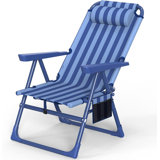 Backpack Beach Chair, 6-Positions Reclining Folding Beach Chair with Cooler Bag and Cup Holder