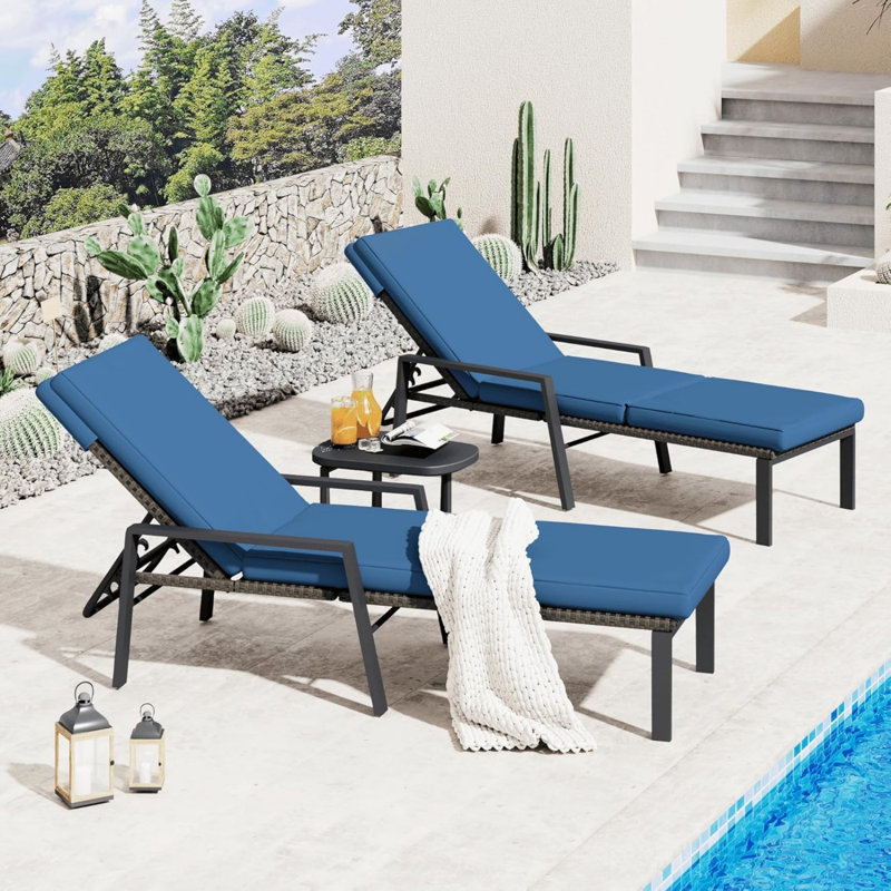 195cm Long Double Chaise, Dark Blue