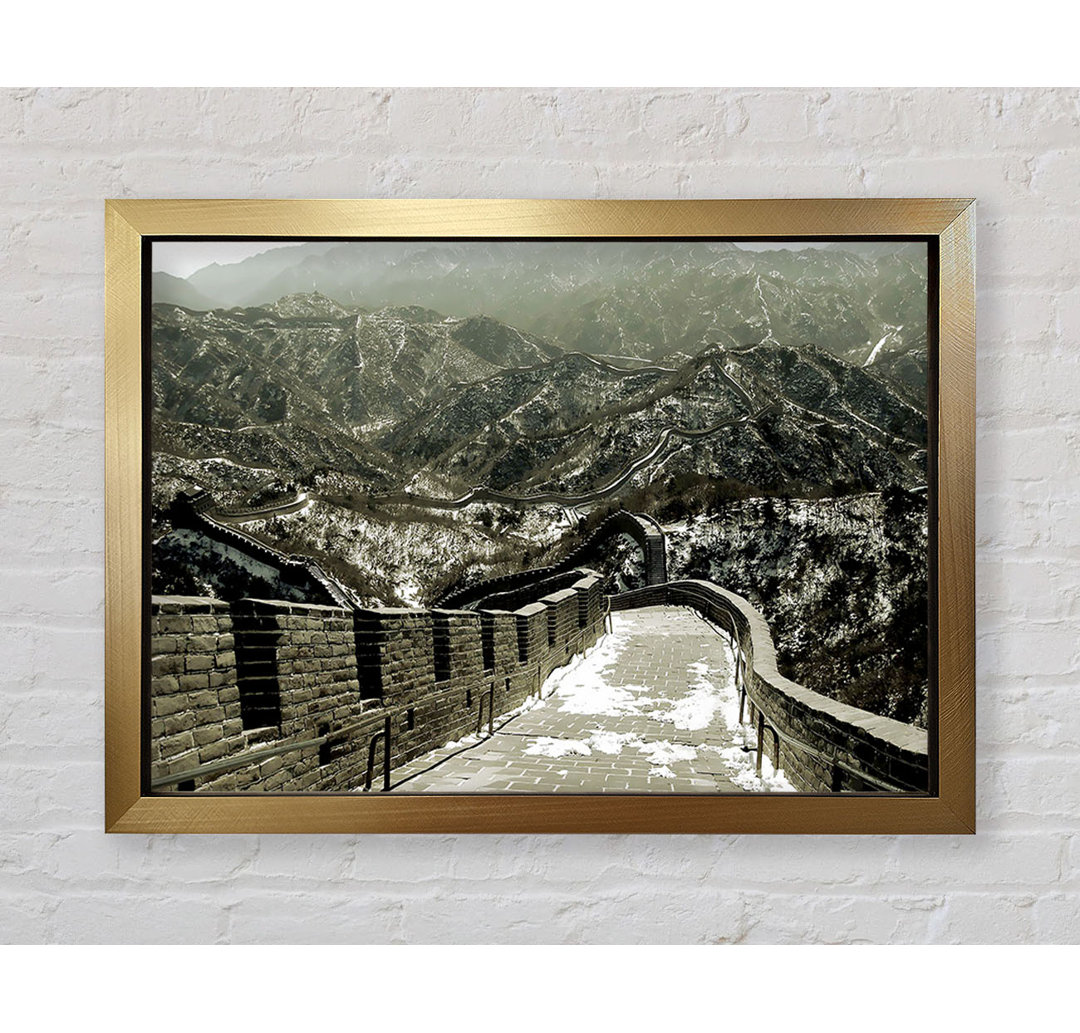 Die Chinesische Mauer in Sepia - Einzelner Bilderrahmen Kunstdrucke