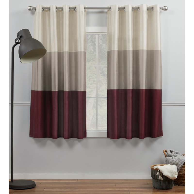 Ghevont Semi Sheer Sliding Panel Pair, 54" W x 63" L, Burgundy/Taupe