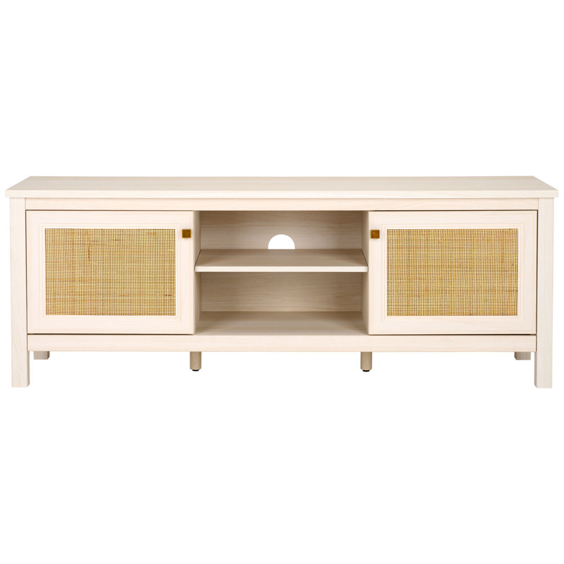 Alyosha 2 Door TV Stand, Bleached White / Natural