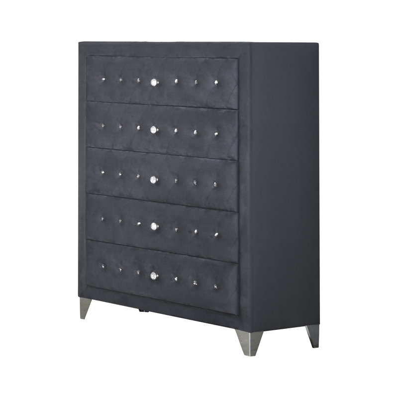 Commode à 5 tiroirs E 41,6 po, gris