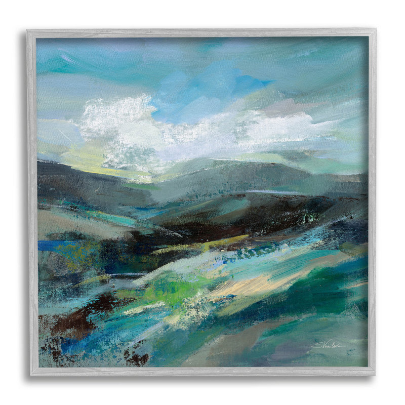 Scène de montagne abstraite en couches, estampe numérique par Silvia Vassileva, H 24 po x l 24 po x P 1,5 po